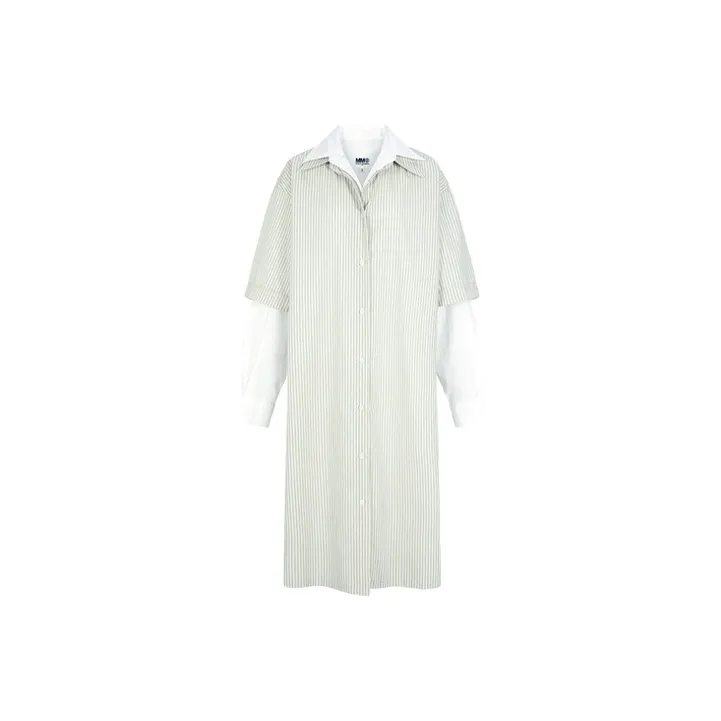 MM6 Maison Margiela Long-Sleeved Dresses Women's Gray Green