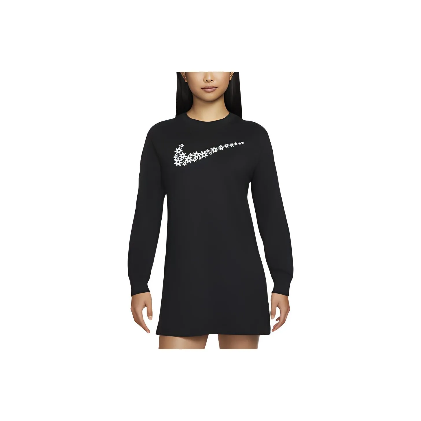 Nike Длинное платье с длинными рукавами женское черное