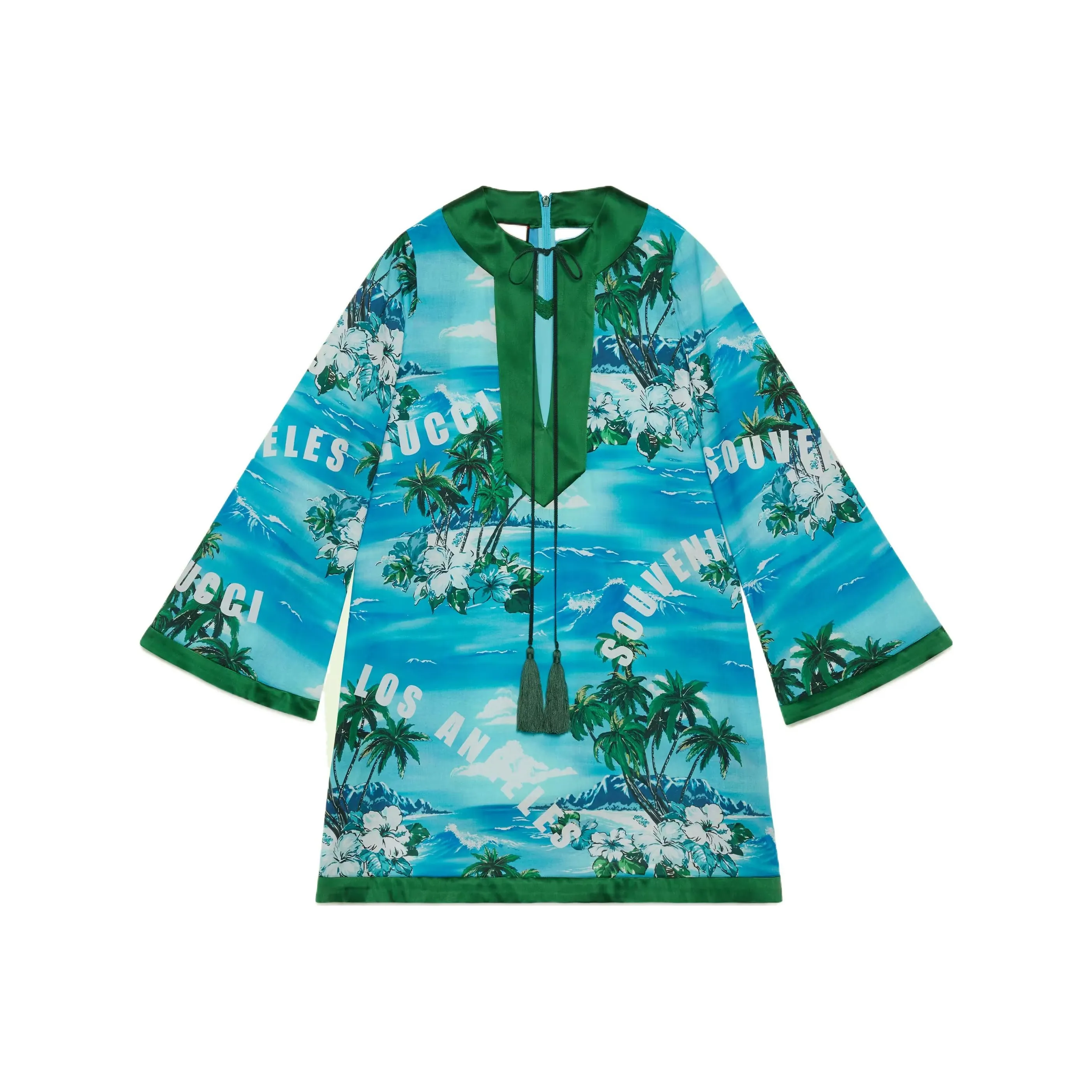 GUCCI SS22 Длинное платье с длинными рукавами женское синее