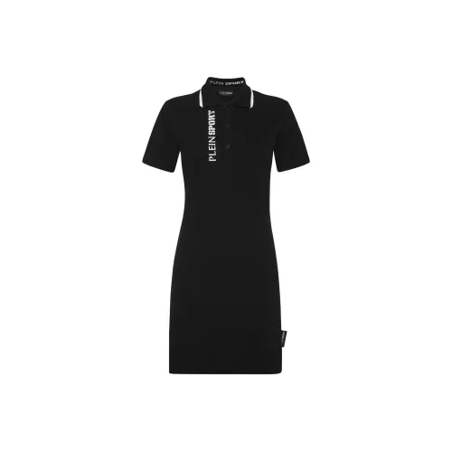 PLEIN SPORT Black Женские Короткие Платья с Рукавами