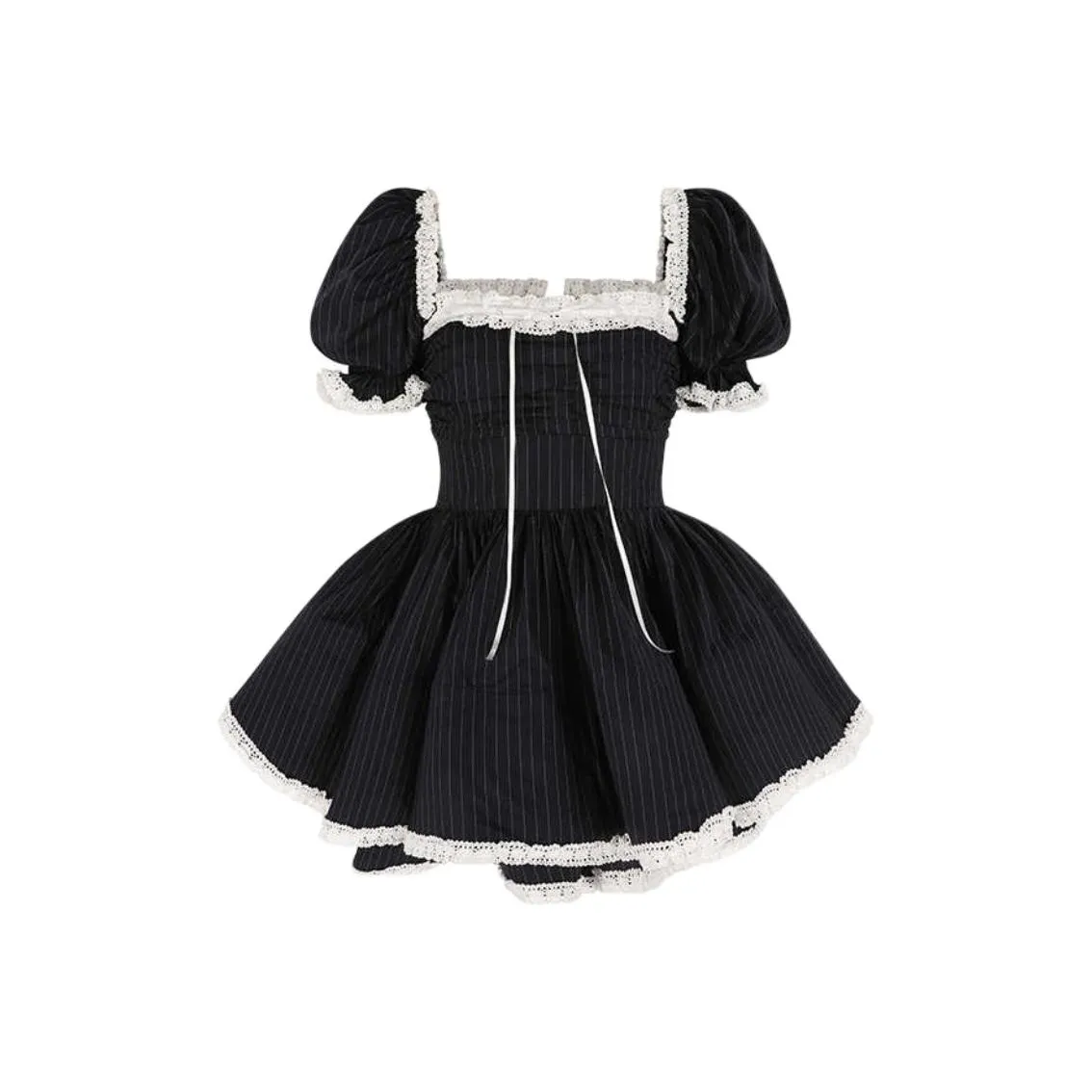Selkie Collection FW24 Short Sleeved Dresses Women's Dark Blue Stripes Print