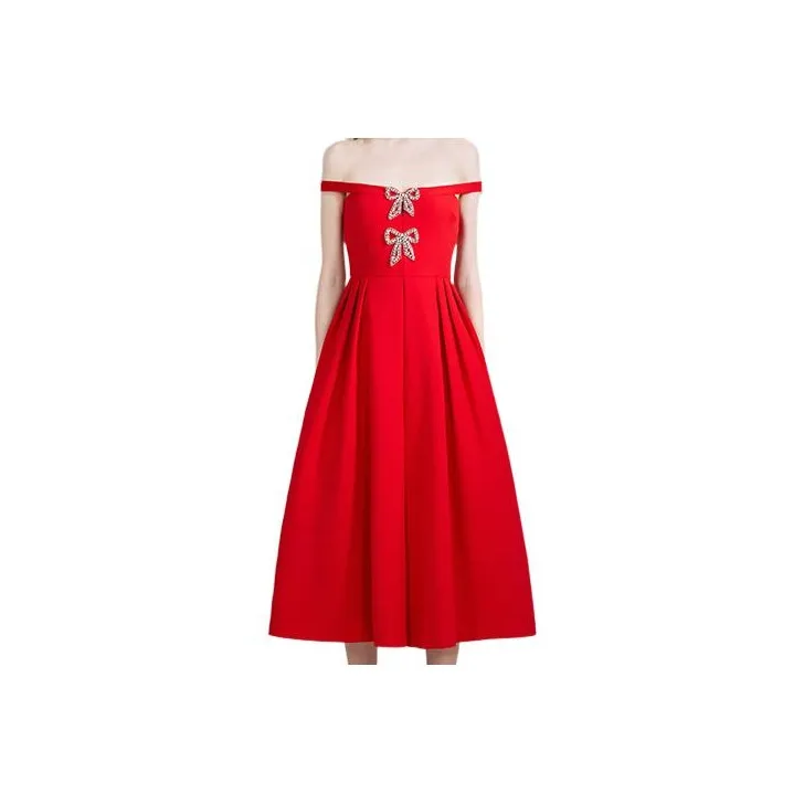 Self-portrait Off-shoulder Flared Dress