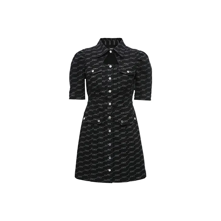 ONLY Темно-джинсовый серый Темный Серый Деним Женские Короткие Платья с Длинными Рукавами