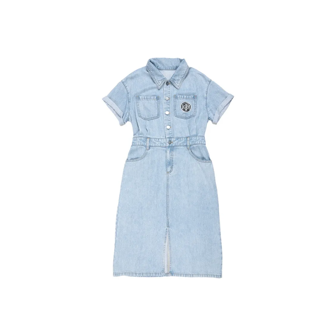 TCH Короткий рукав Платье Женское Джинсовый синий