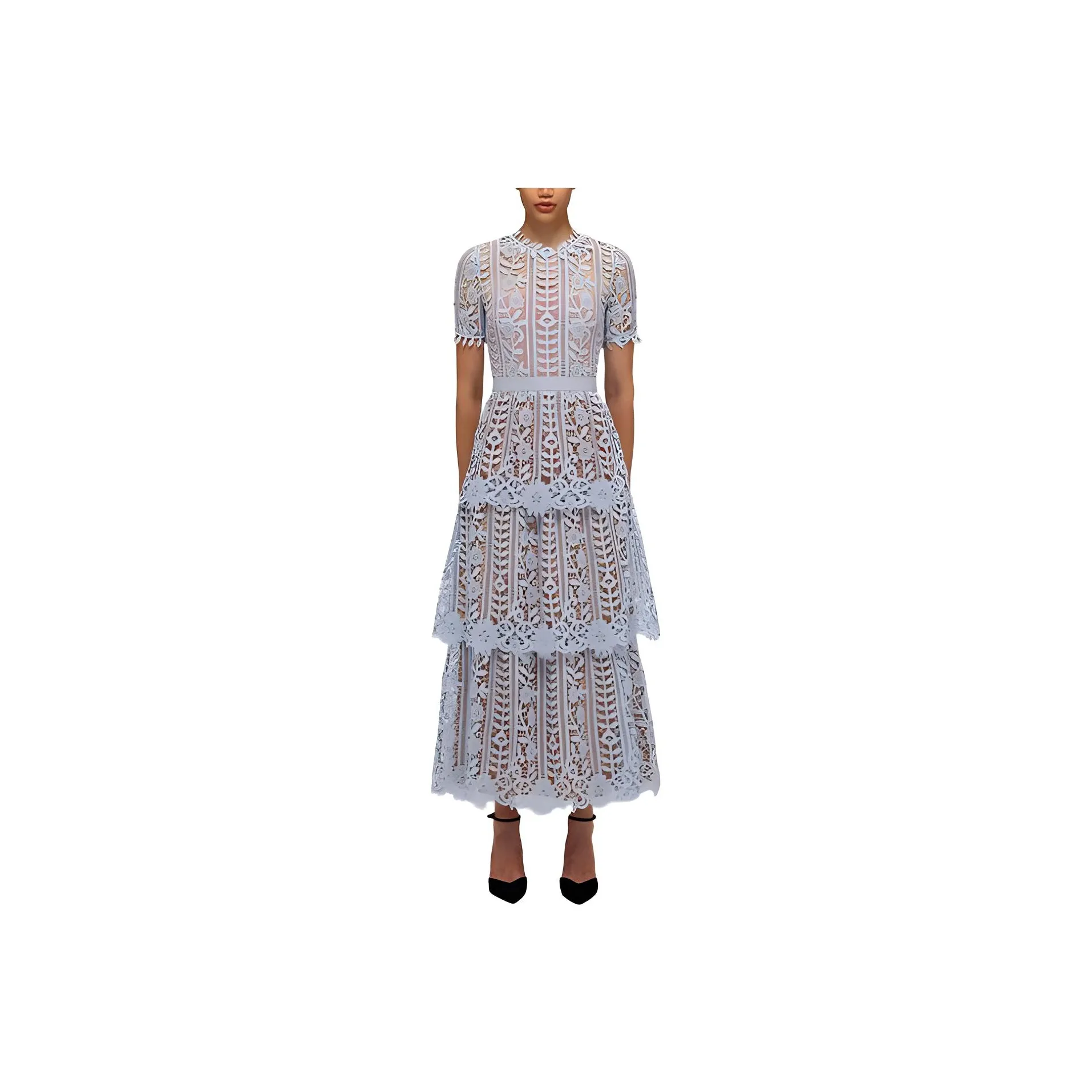 Self portrait Short Sleeved Dress Women's Misty Blue
