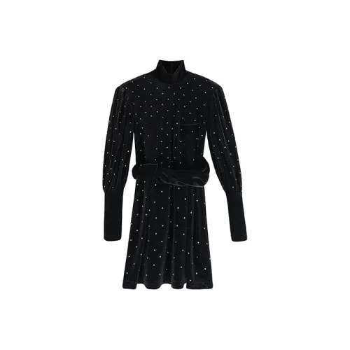 RUE DE RUI Black Женские Длинные Рукава Платья