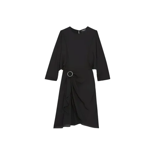 THE KOOPLES Черное Женское Длинное Платье с Рукавами