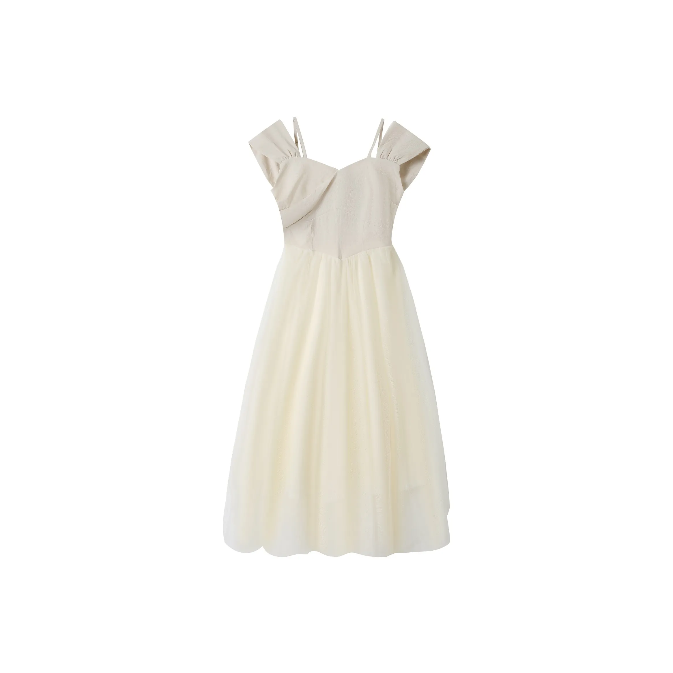 EIDOLON GRAIN Короткий рукав Платье Женское Кремовый Бежевый