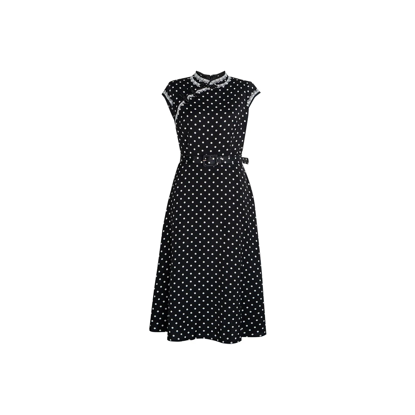 ROEYSHOUSE Короткое платье с короткими рукавами женское в горошек