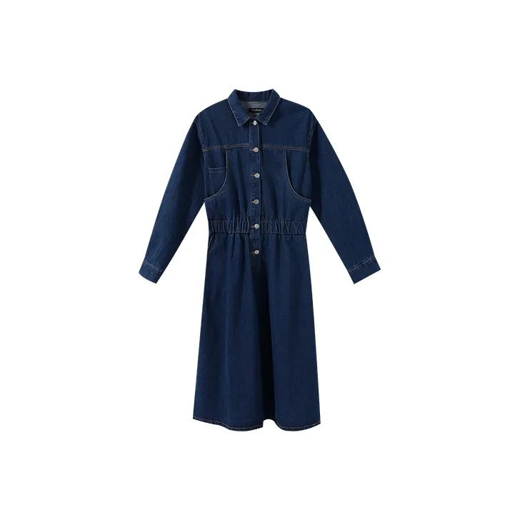 YUMOMO STAR A Line Skirt Dress Denim Blue