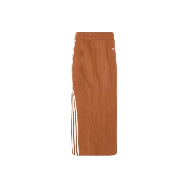 Adidas Originals Premium Knit Skirt Knit Long Skirts Women's Wild Brown