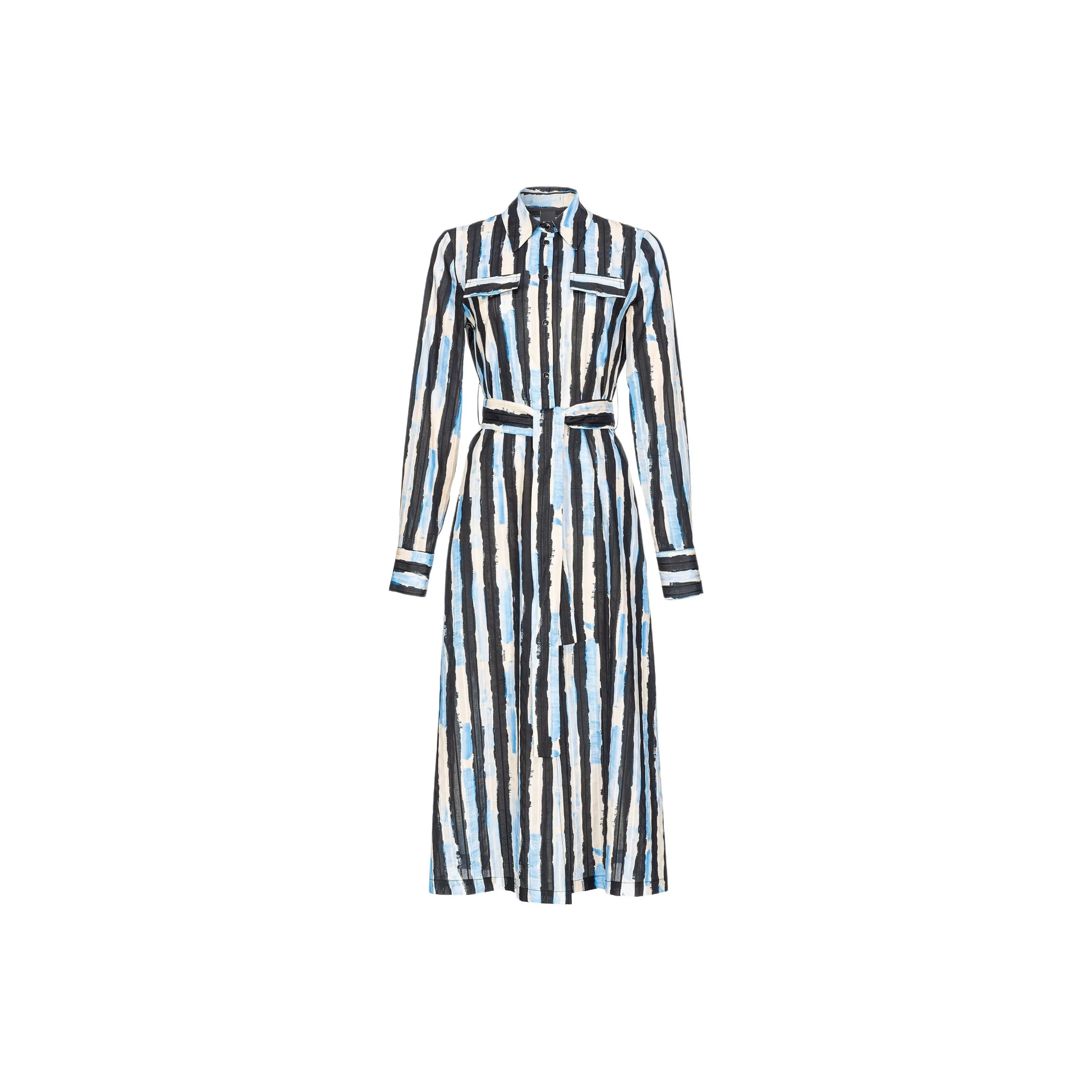 PINKO Paint Stripe Printed Midi Shirt Dress