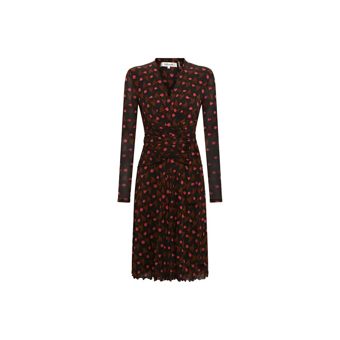 DVF Diane Von Furstenberg SS24 Длинное платье с длинными рукавами женское черное