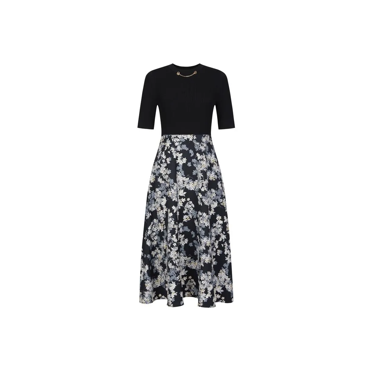 JZ. ANNAKRO Короткий рукав Платье Женское Цветочное Черное