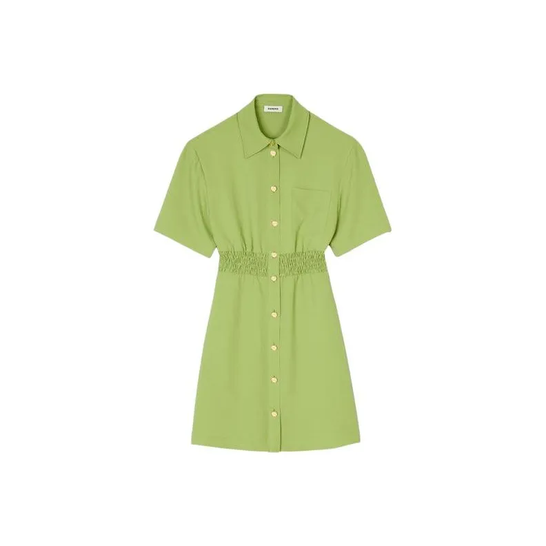 Sandro Короткий рукав Платье Женское Оливково-зеленый