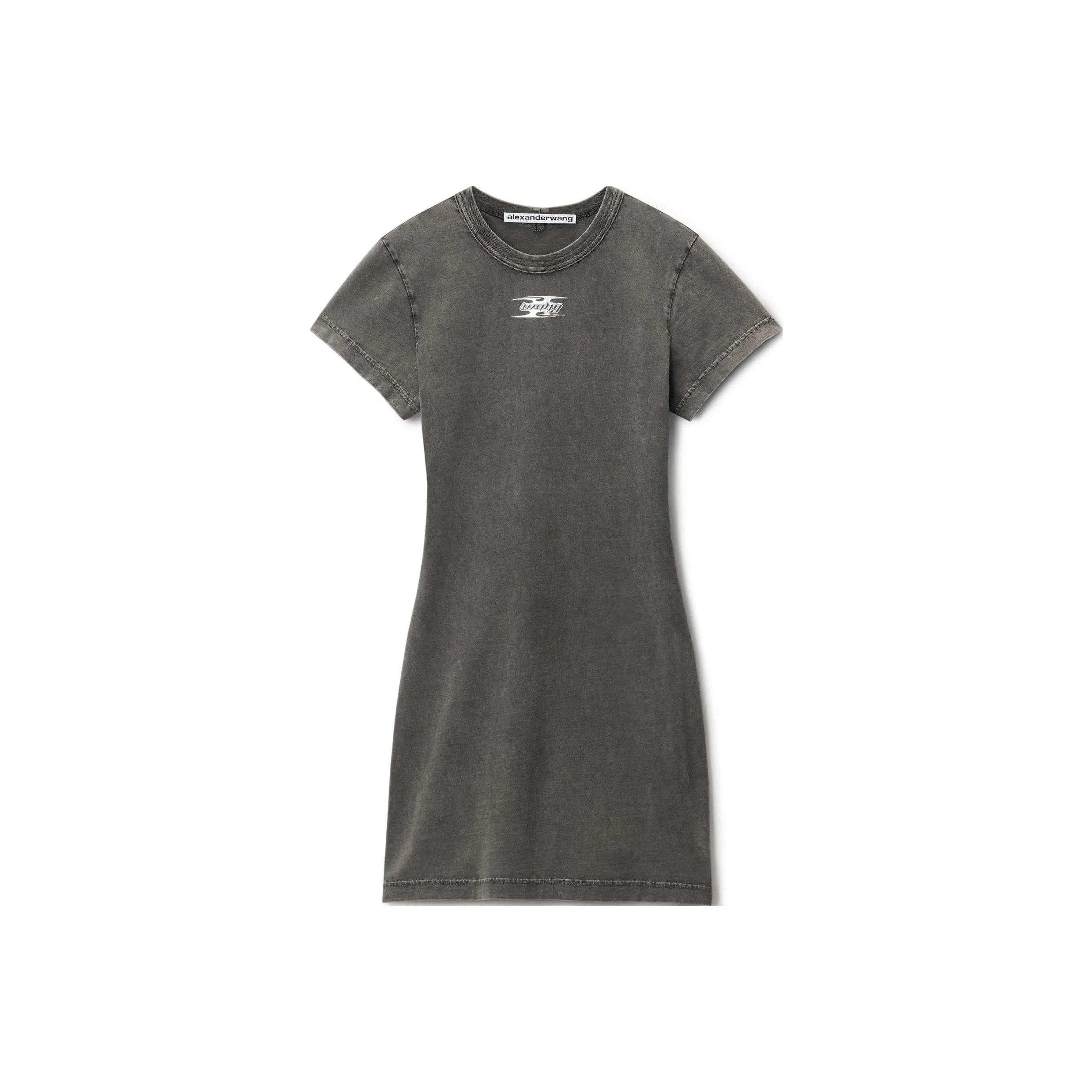 Alexander Wang FW24 Короткое платье с короткими рукавами женское серое