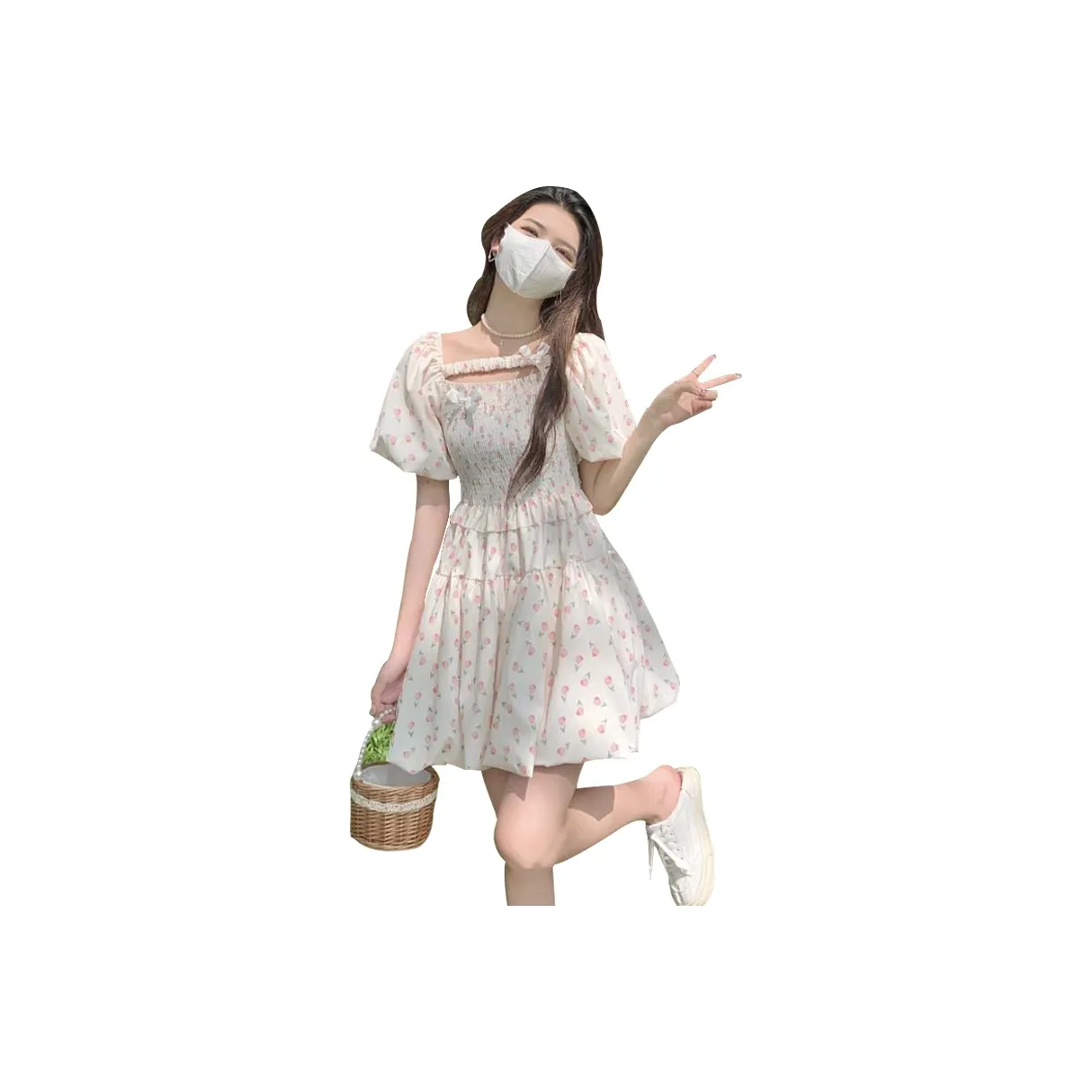 La Chapelle Short-Sleeved Dresses Women's Floral Color