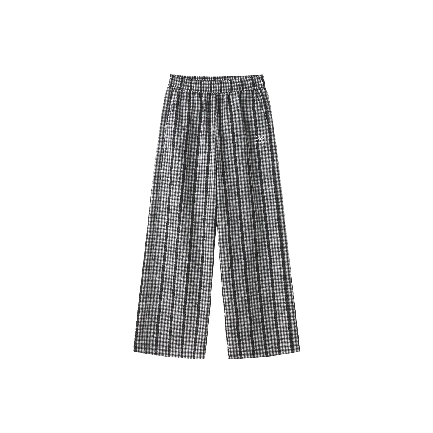 YK&YB Loose Fit Wide Leg Black White Plaid Pants Women's
