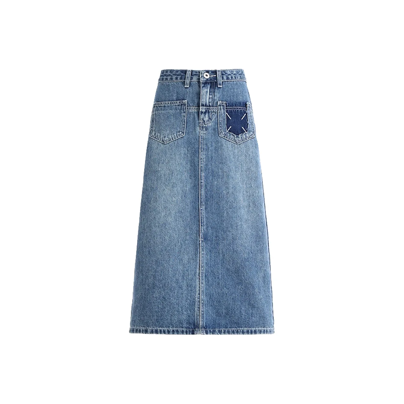 Concubine Zhu Denim Long Skirt Women's Vintage Blue Конкубин Чжу Деним Длинная Юбка Женская Винтажный Синий