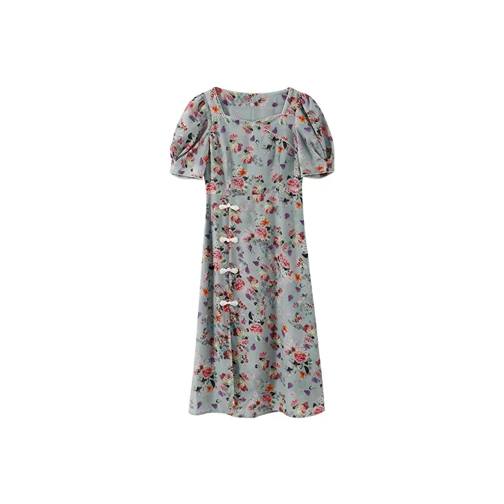 YUMOMO STAR Short Sleeved Dresses Women's Gray With Print