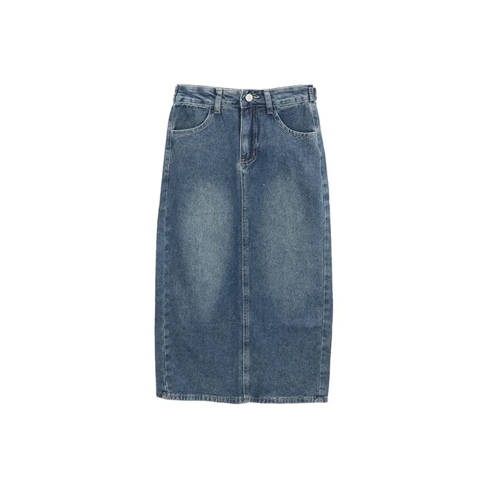 FOCOS STUDIO Ностальгический синий Женские джинсовые длинные юбки