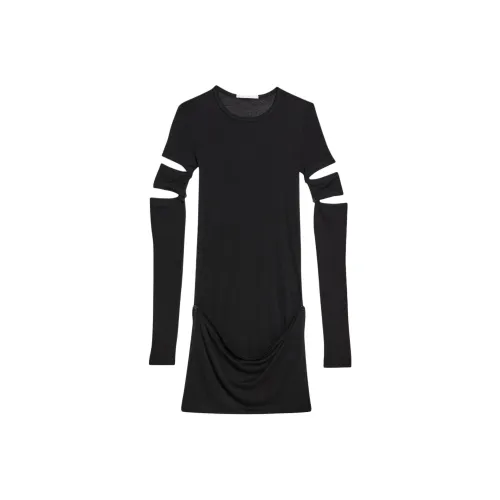 Helmut Lang Черное Женское Короткое Платье с Рукавами
