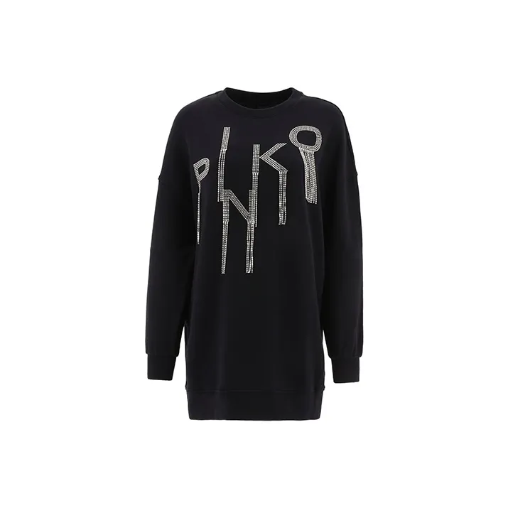 PINKO Черное Женское Длинное Платье с Рукавами