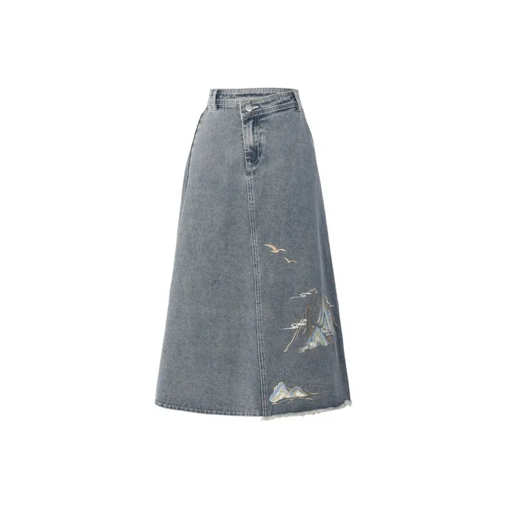 Snbl Синие Женские Джинсовые Длинные Юбки