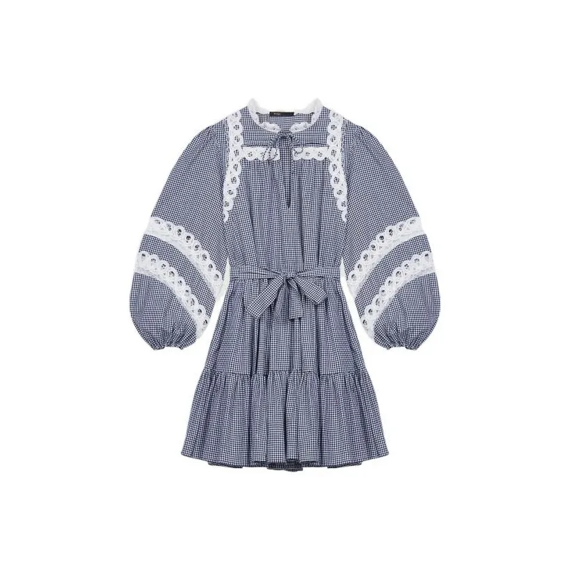 Maje Long Sleeved Dresses Women's Blue With White Lettering