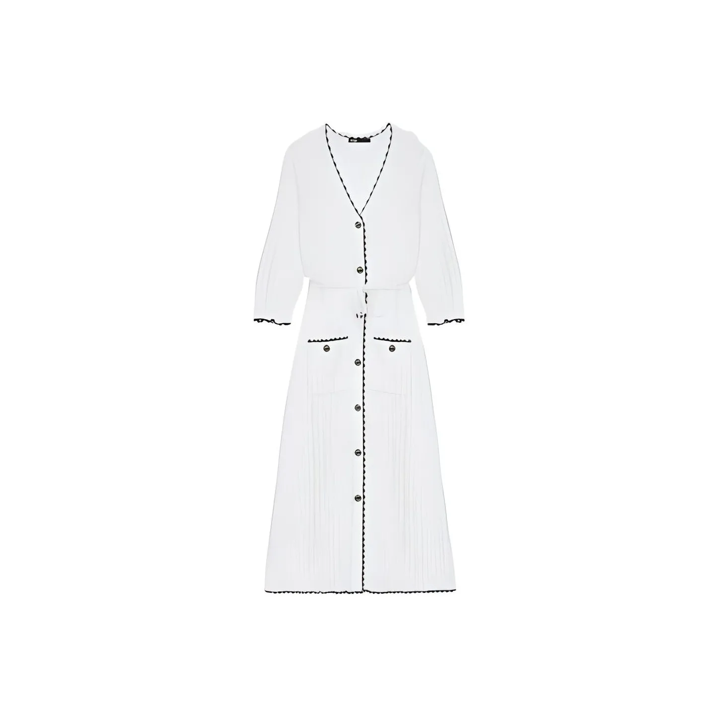 Maje Длинное платье с длинными рукавами женское белое