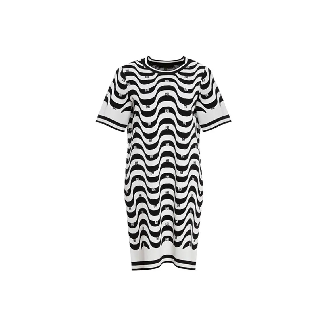 BESIONIA SS23 Короткий рукав Платье Женское Черное Белое