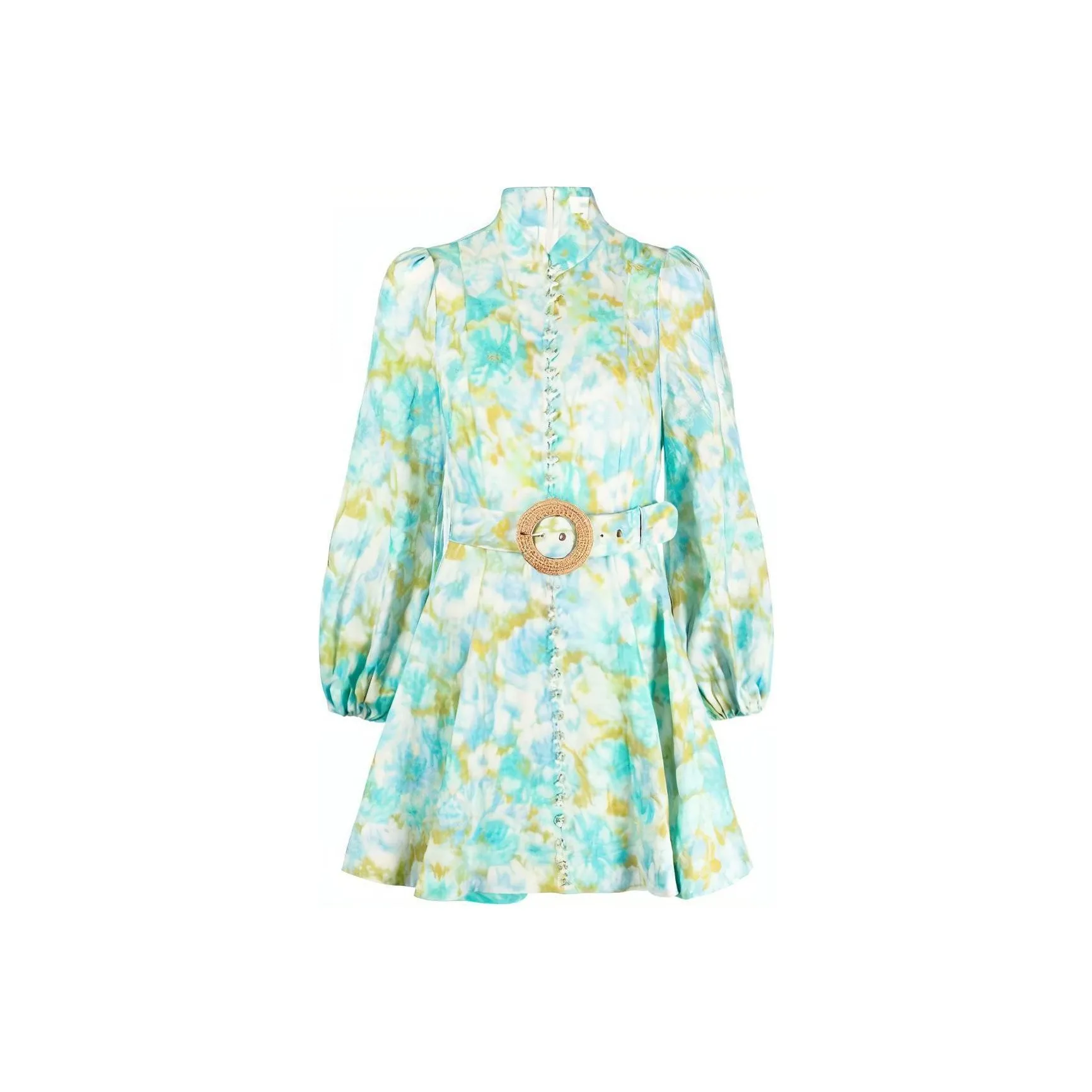 Zimmermann SS23 Длинное Платье с Длинными Рукавами Женское Синее