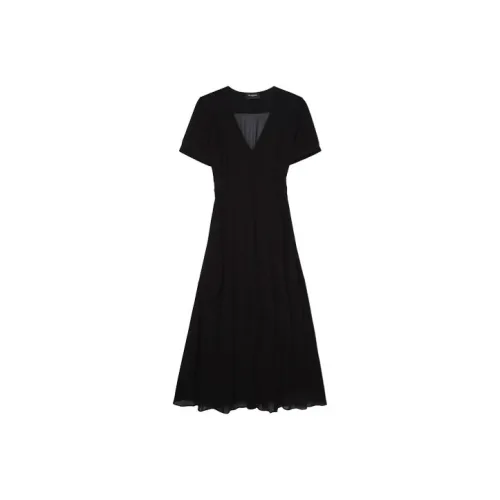 THE KOOPLES Черное Женское Короткое Платье с Рукавами