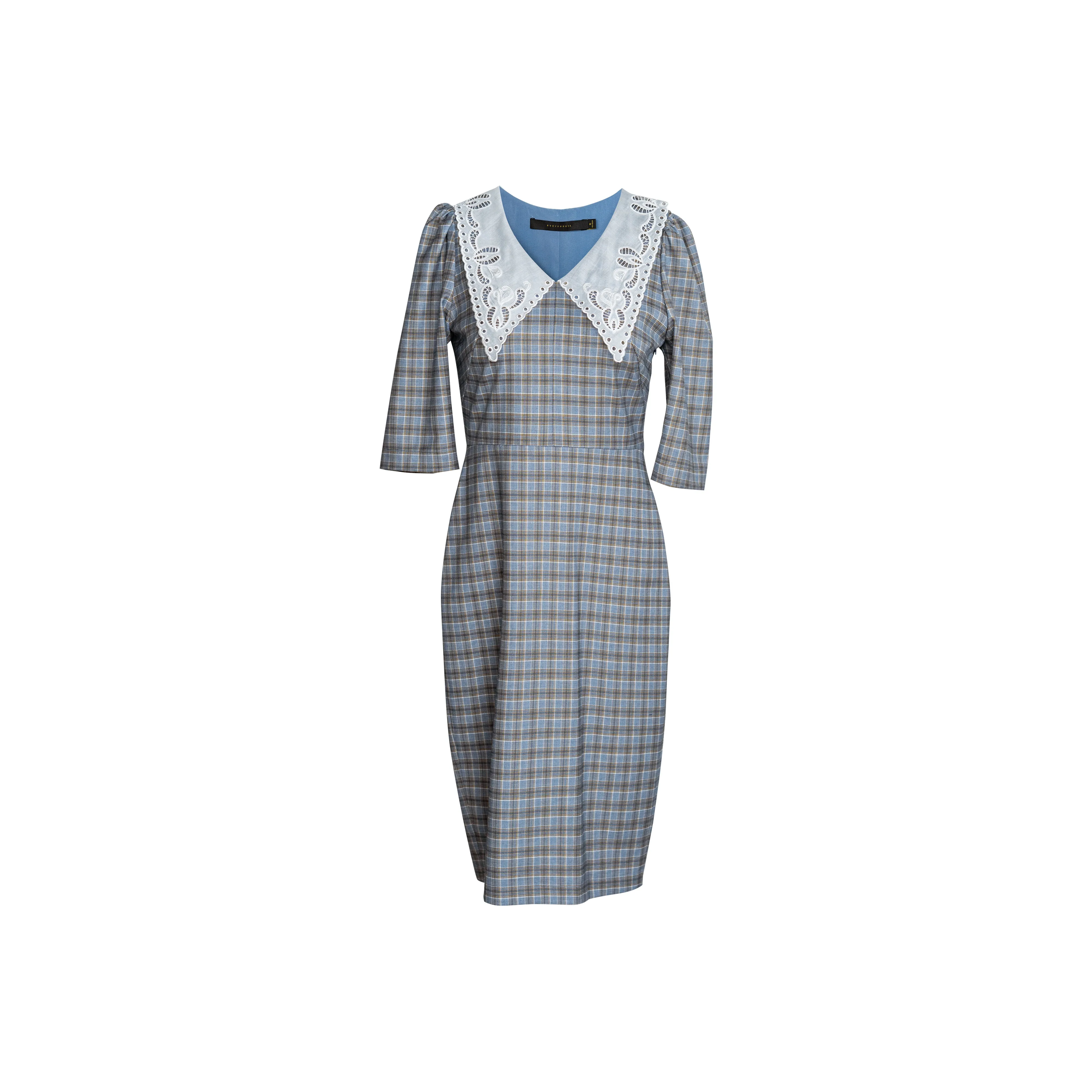 ROEYSHOUSE Короткое платье с короткими рукавами женское в клетку