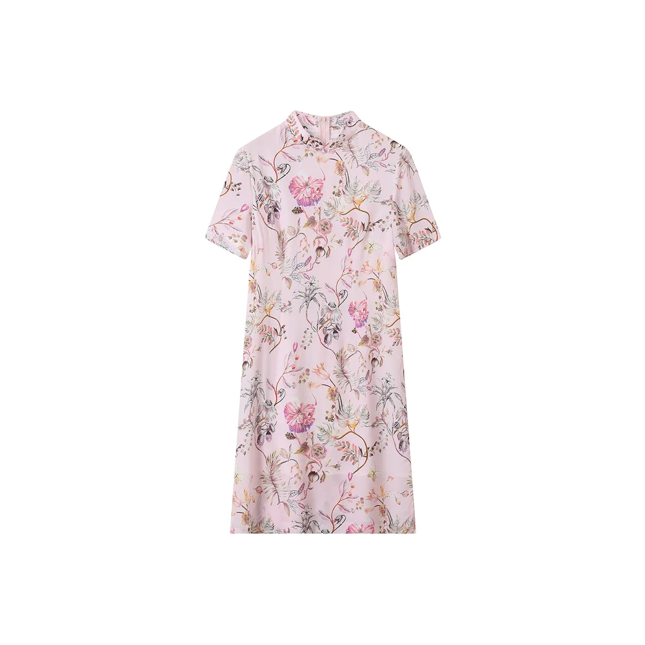 H YXIANG Short Sleeved Dress Women's Red Pink Blossom