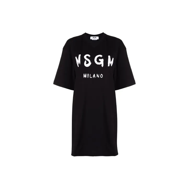 MSGM Короткий рукав Платье Женское Черное