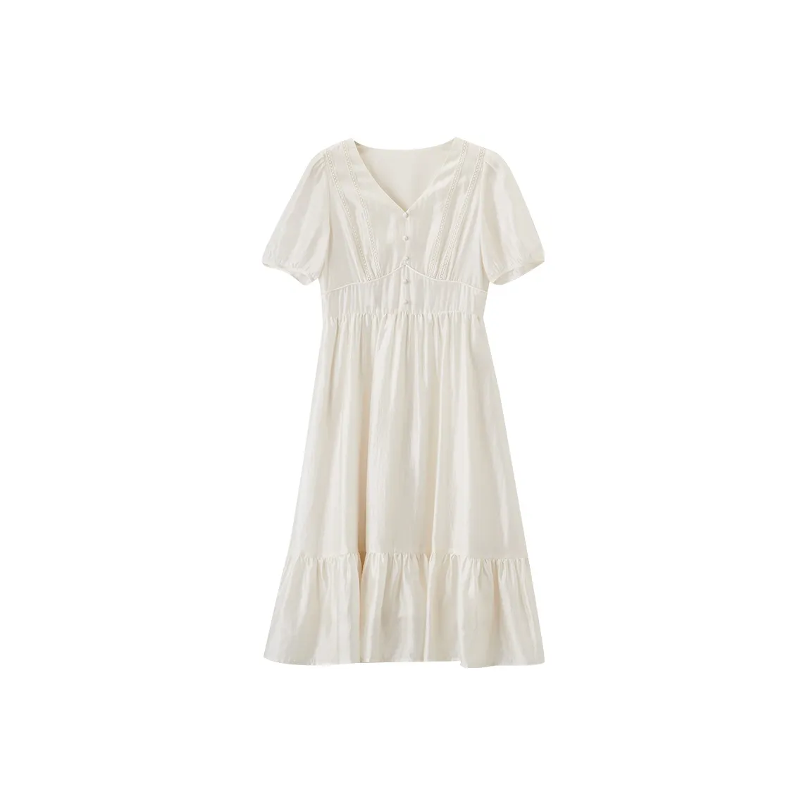XIANGYING Short Sleeved Dress Women's Beige