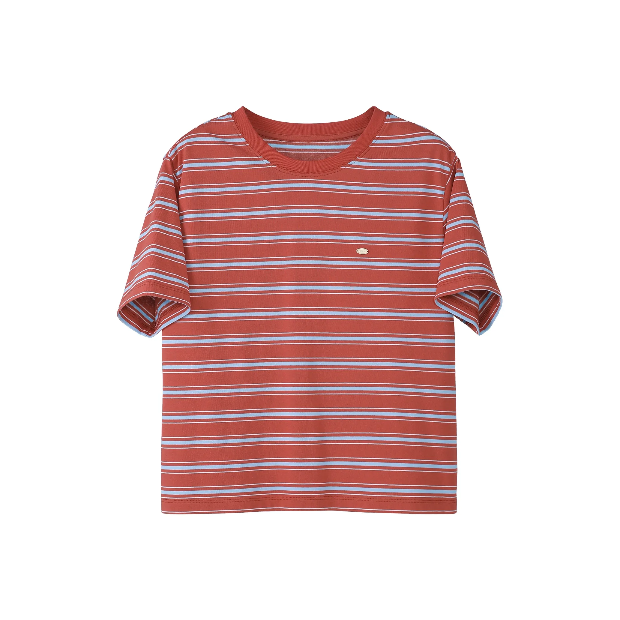 Fstudio Корейский стиль Маленький Преппи стиль Круглый вырез Короткий рукав T-рубашки Женские