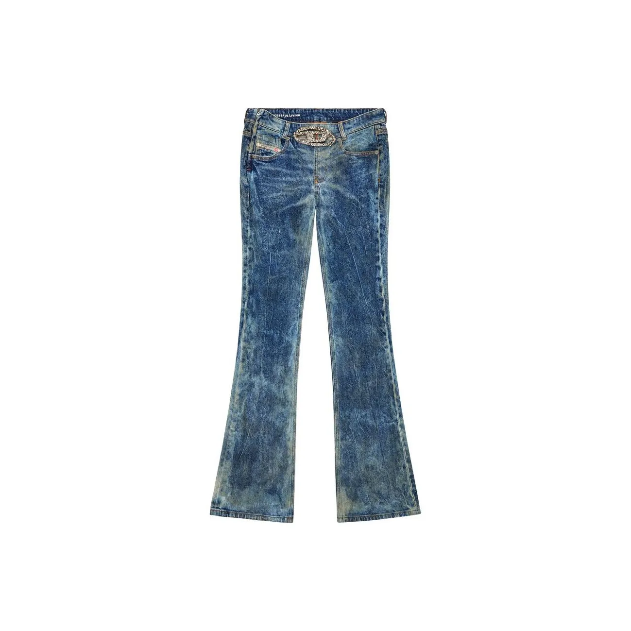 DIESEL Logo Patch Embellished Flared Jeans