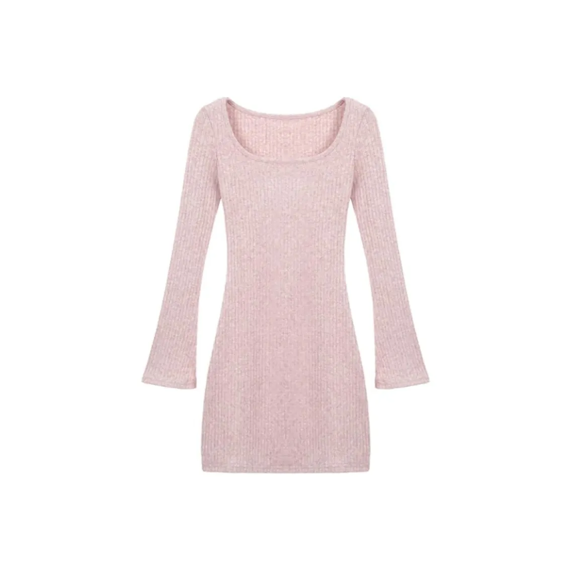 ETSE Длинное платье с длинными рукавами женское розовое