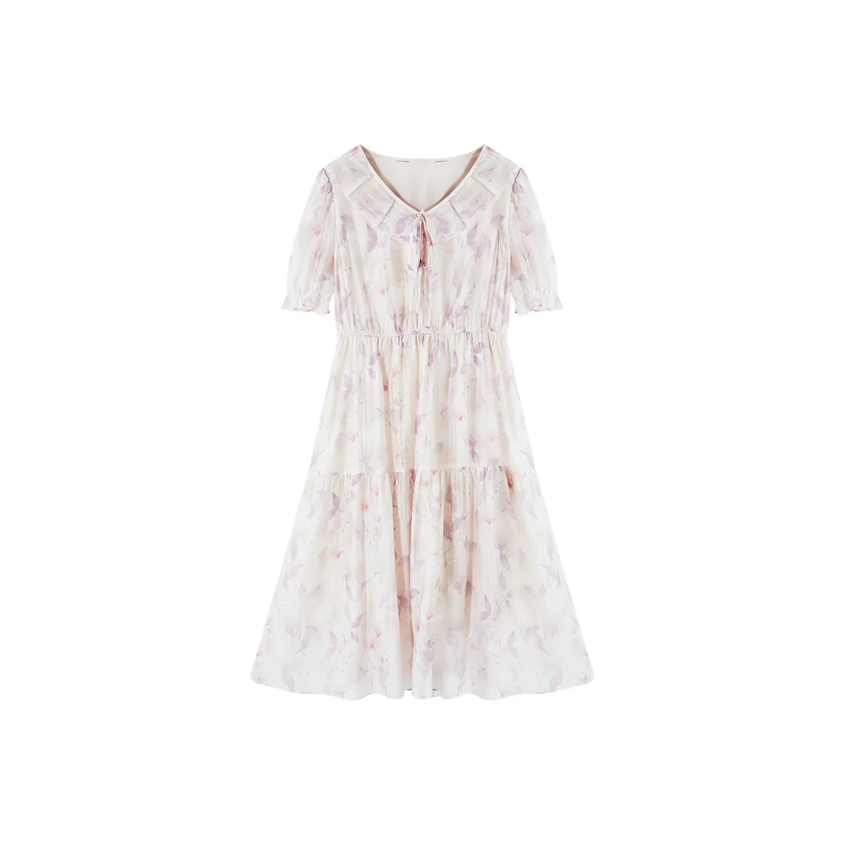 XIANGYING Short Sleeved Dress Women's Beige