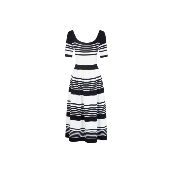 Anmani Короткий рукав Платье Женское Черное Белое