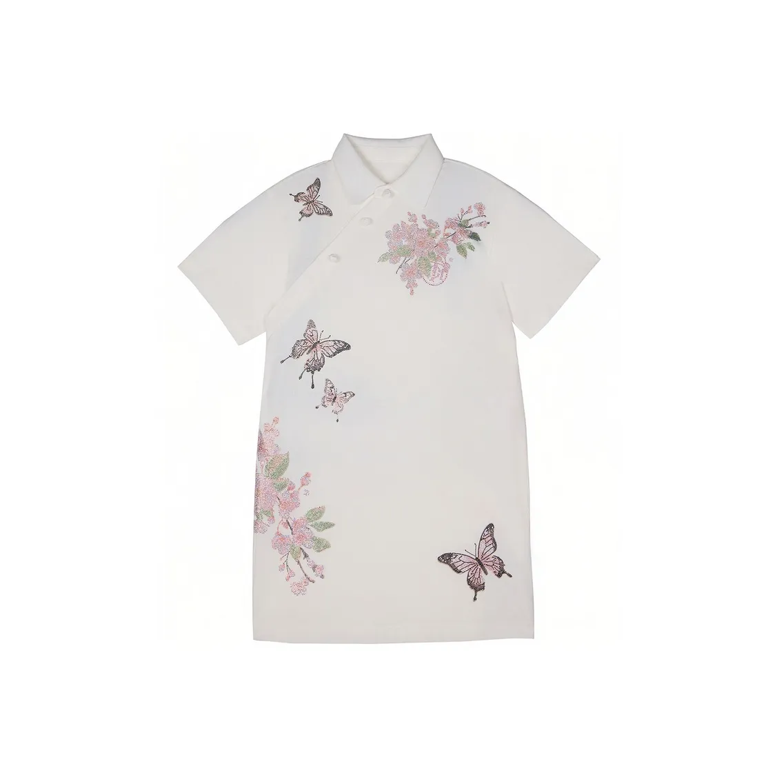 TCH Short Sleeved Dress Women's White With Pink Logo