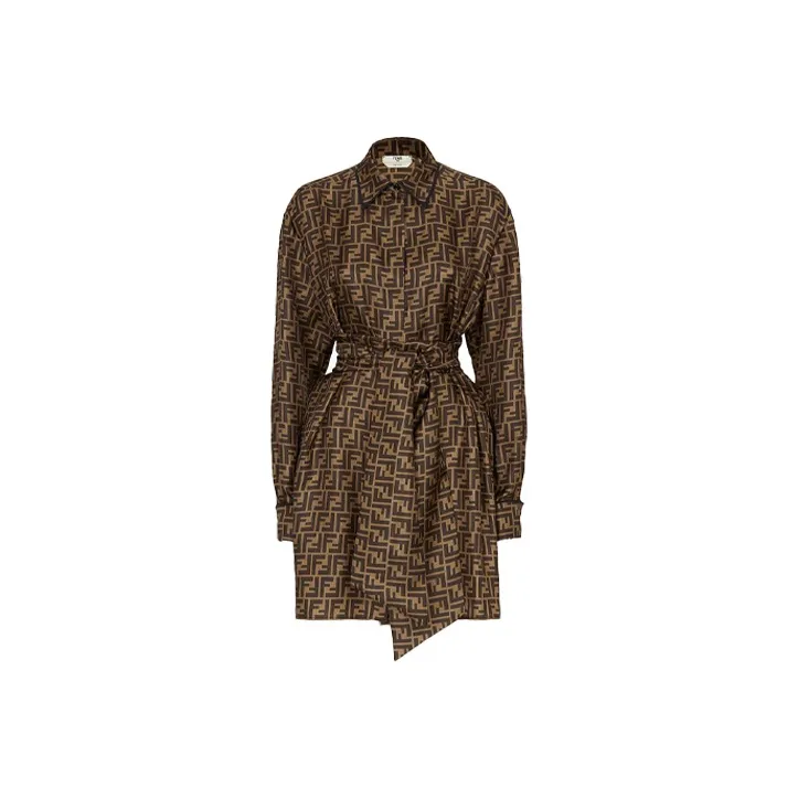 FENDI Ff Motif Belted Shirt Dress