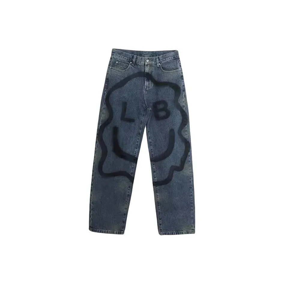 LALABOBO Джинсы Женские Средне-голубой Белый