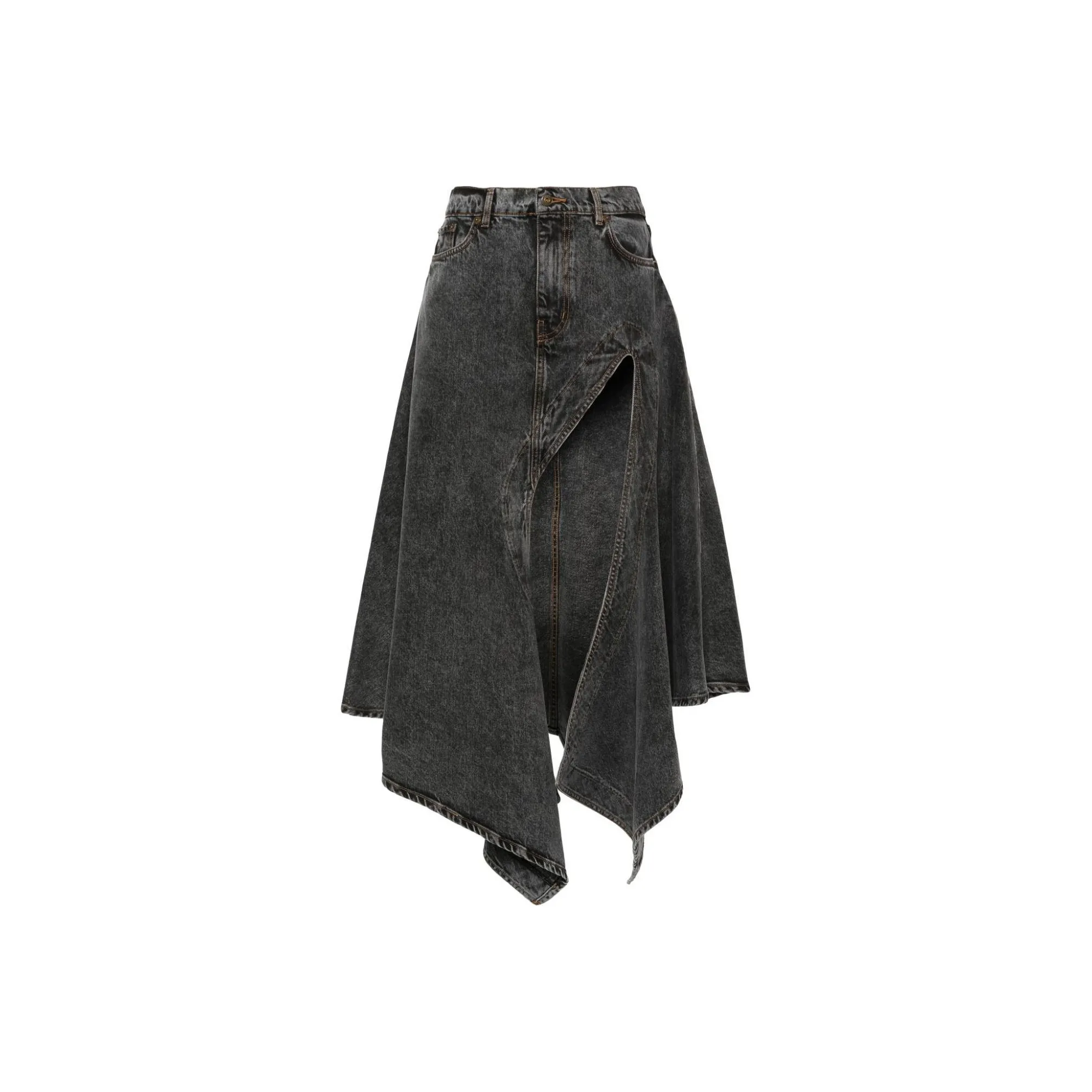 Y/Project Asymmetric Denim Maxi Skirt