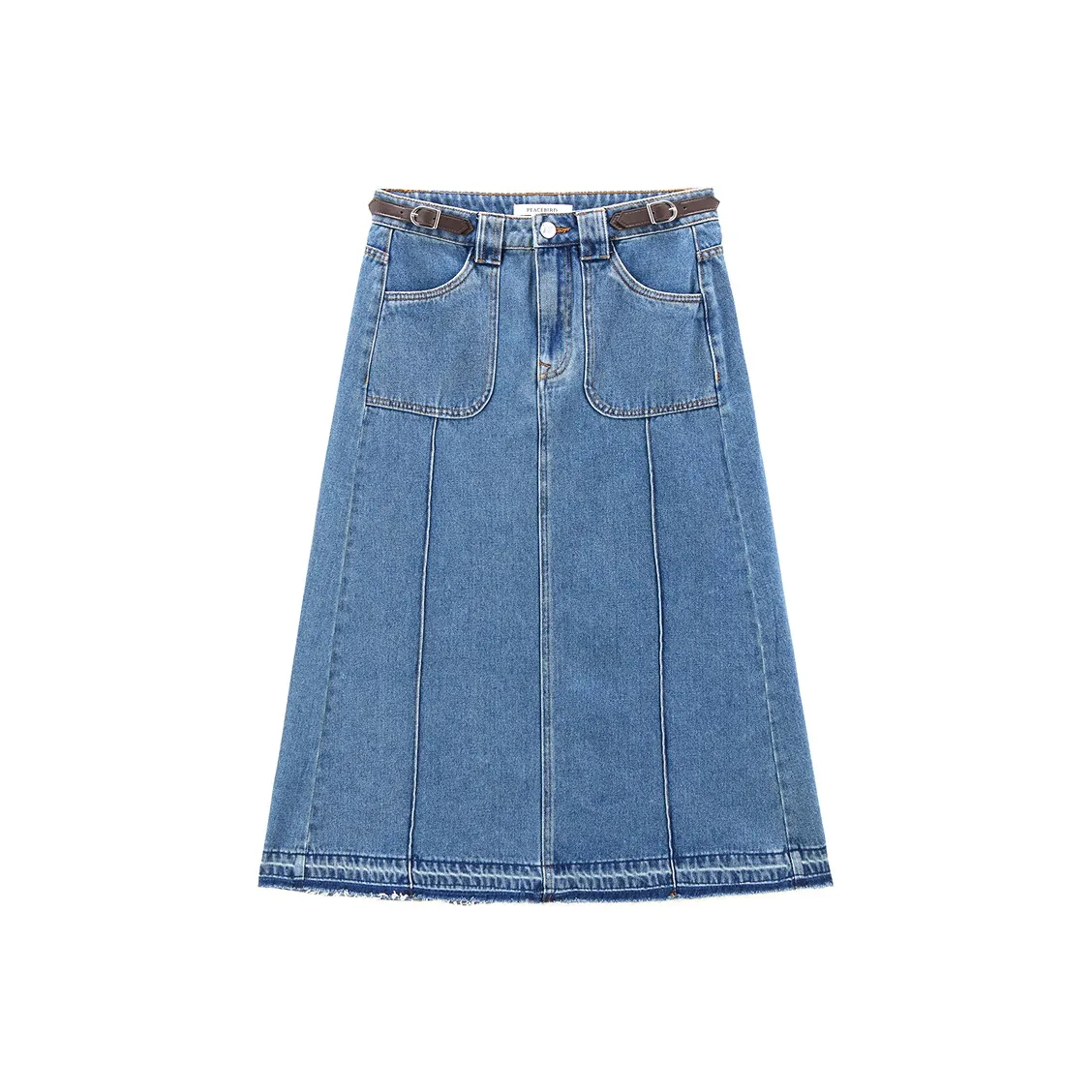 PEACEBIRD Деним Длинная Юбка Женская Синяя