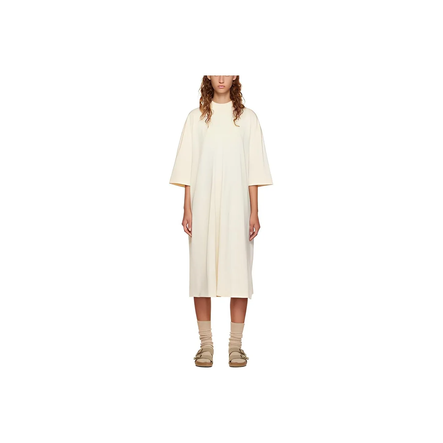 Related brand or topics FW22 Off White Short Sleeve Midi Dress Egg Shell Short Sleeved Dress Women's Eggshell White