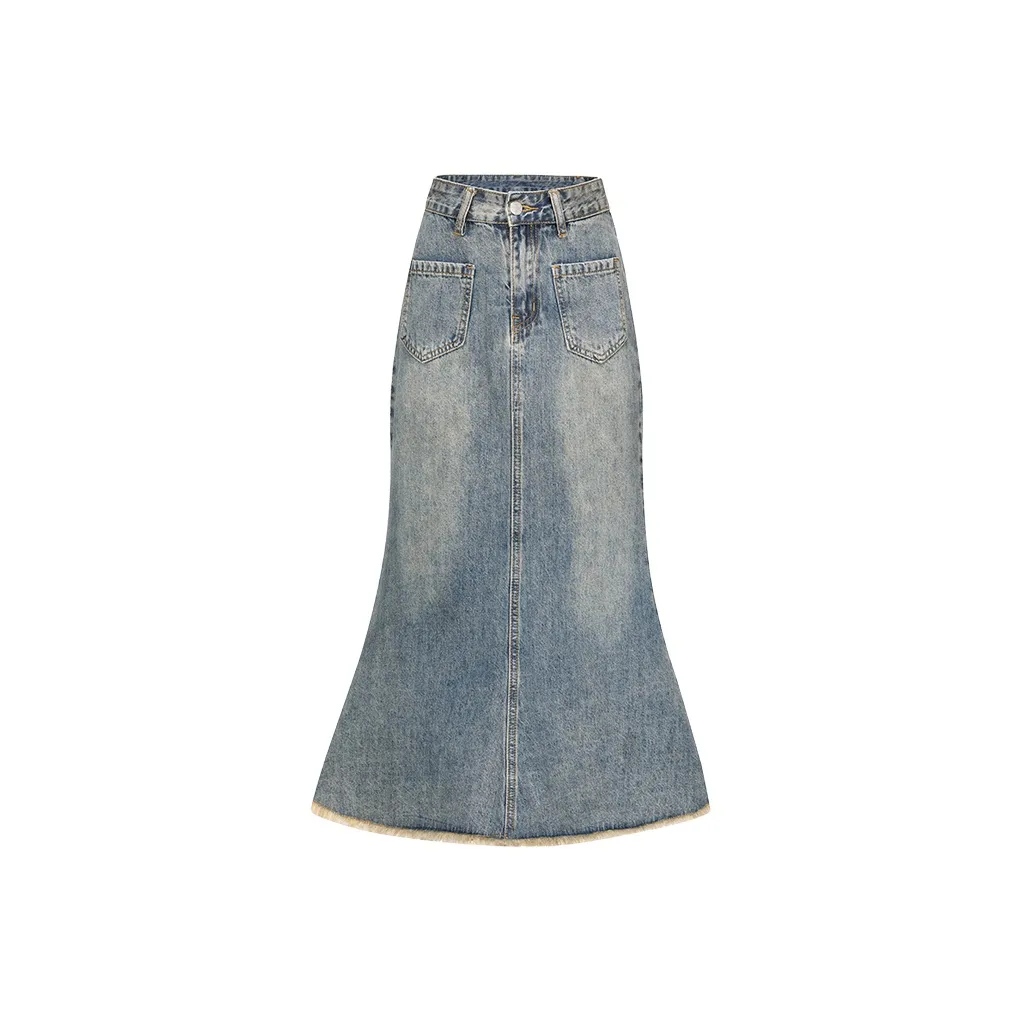 ZAZN Деним Длинная Юбка Женская Ностальгический Синий