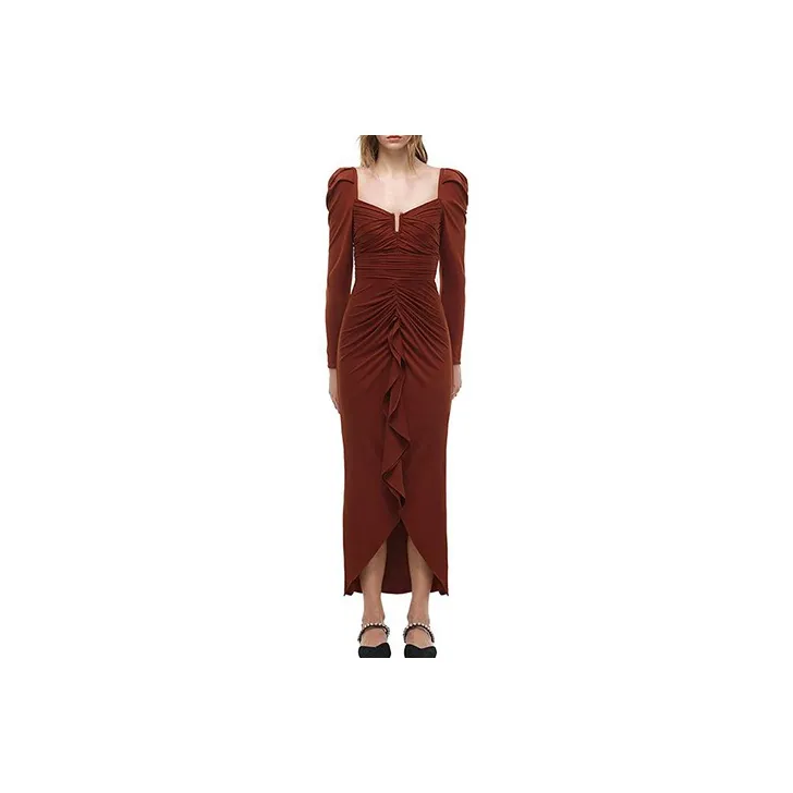 Self portrait Long Sleeved Dress Women's Dark Brown